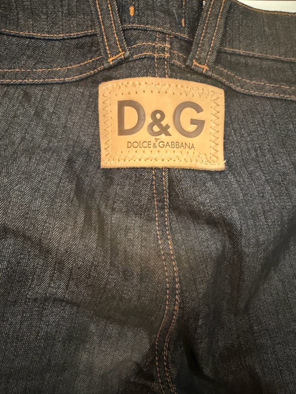 Dolce & Gabbana Dark Blue Denim Jeans with Tan Patch - Picture 2 of 7